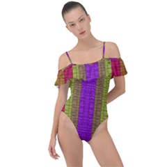 Colors Of A Rainbow Frill Detail One Piece Swimsuit by pepitasart