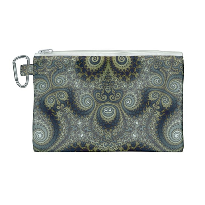 Rustic Silver and Gold Spirals Canvas Cosmetic Bag (Large)