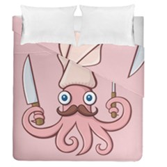 Squid Chef Cartoon Duvet Cover Double Side (queen Size) by sifis