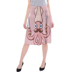 Squid Chef Cartoon Midi Beach Skirt