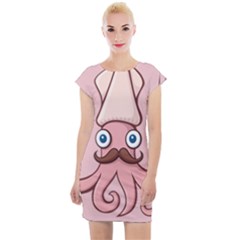 Squid Chef Cartoon Cap Sleeve Bodycon Dress