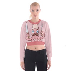 Squid Chef Cartoon Cropped Sweatshirt by sifis