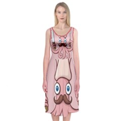 Squid Chef Cartoon Midi Sleeveless Dress