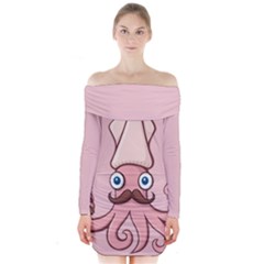 Squid Chef Cartoon Long Sleeve Off Shoulder Dress by sifis