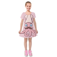 Squid Chef Cartoon Kids  Short Sleeve Velvet Dress by sifis