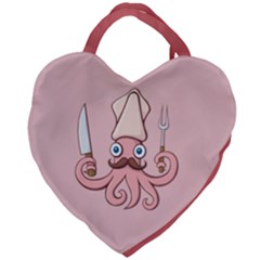 Squid Chef Cartoon Giant Heart Shaped Tote by sifis