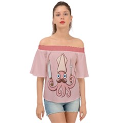 Squid Chef Cartoon Off Shoulder Short Sleeve Top by sifis