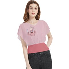 Squid Chef Cartoon Butterfly Chiffon Blouse