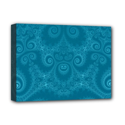 Cerulean Blue Spirals Deluxe Canvas 16  X 12  (stretched)  by SpinnyChairDesigns