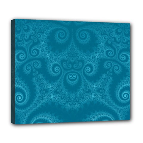 Cerulean Blue Spirals Deluxe Canvas 24  X 20  (stretched) by SpinnyChairDesigns