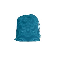 Cerulean Blue Spirals Drawstring Pouch (small) by SpinnyChairDesigns