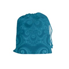 Cerulean Blue Spirals Drawstring Pouch (large) by SpinnyChairDesigns