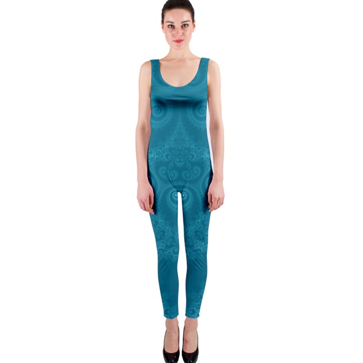 Cerulean Blue Spirals One Piece Catsuit