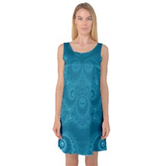 Cerulean Blue Spirals Sleeveless Satin Nightdress by SpinnyChairDesigns