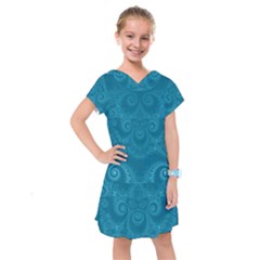 Cerulean Blue Spirals Kids  Drop Waist Dress by SpinnyChairDesigns