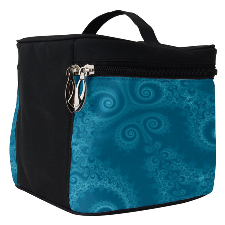 Cerulean Blue Spirals Make Up Travel Bag (Small)