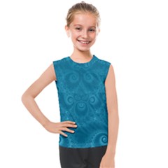 Cerulean Blue Spirals Kids  Mesh Tank Top by SpinnyChairDesigns