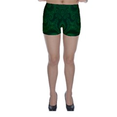 Emerald Green Spirals Skinny Shorts by SpinnyChairDesigns