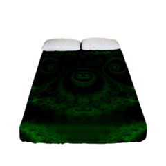 Emerald Green Spirals Fitted Sheet (full/ Double Size) by SpinnyChairDesigns