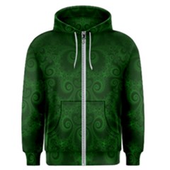 Emerald Green Spirals Men s Zipper Hoodie by SpinnyChairDesigns