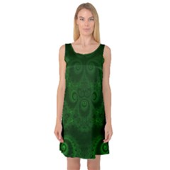 Emerald Green Spirals Sleeveless Satin Nightdress by SpinnyChairDesigns