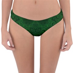 Emerald Green Spirals Reversible Hipster Bikini Bottoms by SpinnyChairDesigns