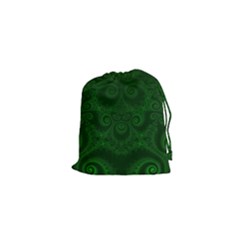 Emerald Green Spirals Drawstring Pouch (xs) by SpinnyChairDesigns