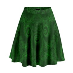 Emerald Green Spirals High Waist Skirt by SpinnyChairDesigns