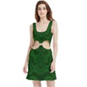 Emerald Green Spirals Velvet Cutout Dress View1