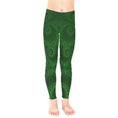 Emerald Green Spirals Kids  Leggings by SpinnyChairDesigns