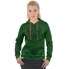 Emerald Green Spirals Women s Overhead Hoodie by SpinnyChairDesigns