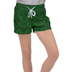 Emerald Green Spirals Velour Lounge Shorts by SpinnyChairDesigns