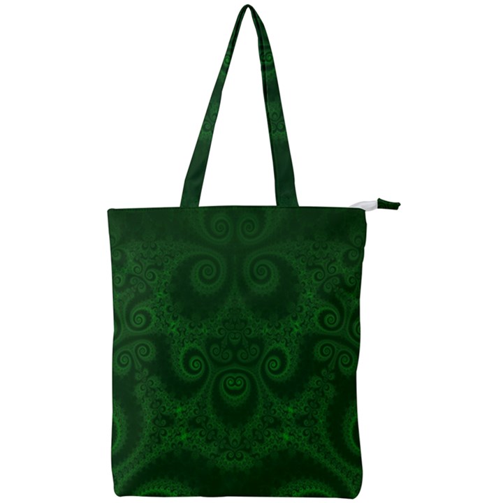 Emerald Green Spirals Double Zip Up Tote Bag