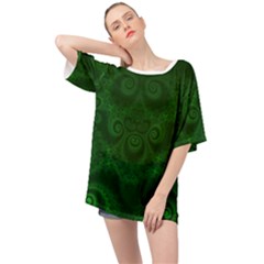 Emerald Green Spirals Oversized Chiffon Top by SpinnyChairDesigns