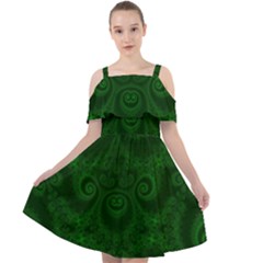 Emerald Green Spirals Cut Out Shoulders Chiffon Dress by SpinnyChairDesigns