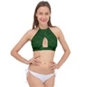 Emerald Green Spirals Cross Front Halter Bikini Top View1