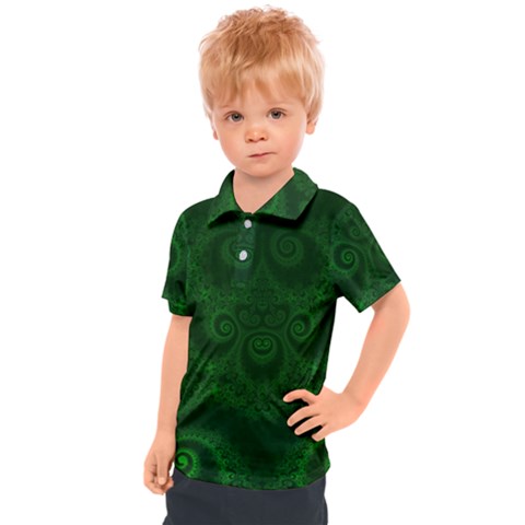 Emerald Green Spirals Kids  Polo Tee by SpinnyChairDesigns