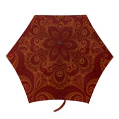 Red And Gold Spirals Mini Folding Umbrellas by SpinnyChairDesigns