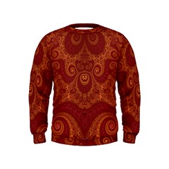 Red And Gold Spirals Kids  Sweatshirt by SpinnyChairDesigns