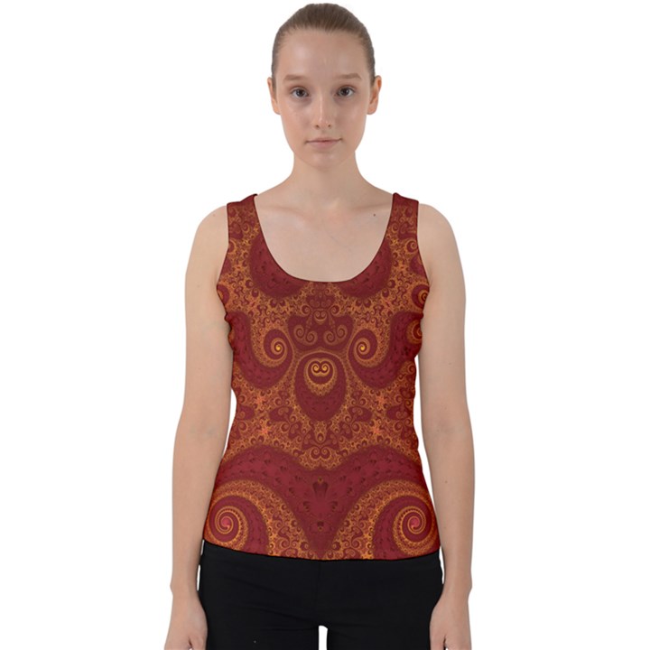 Red and Gold Spirals Velvet Tank Top