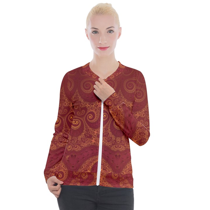 Red and Gold Spirals Casual Zip Up Jacket