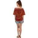 Red and Gold Spirals Off Shoulder Short Sleeve Top View2