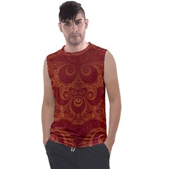 Red And Gold Spirals Men s Regular Tank Top by SpinnyChairDesigns