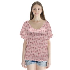 Squid Chef Pattern V-neck Flutter Sleeve Top by sifis