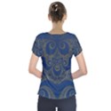 Navy Blue and Gold Swirls Short Sleeve Front Detail Top View2