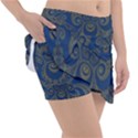 Navy Blue and Gold Swirls Tennis Skorts View3