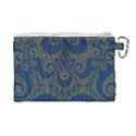 Navy Blue and Gold Swirls Canvas Cosmetic Bag (Large) View2