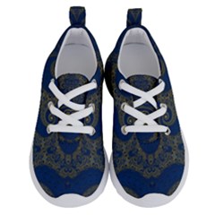 Navy Blue And Gold Swirls Running Shoes by SpinnyChairDesigns