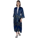 Navy Blue and Gold Swirls Maxi Satin Kimono View1