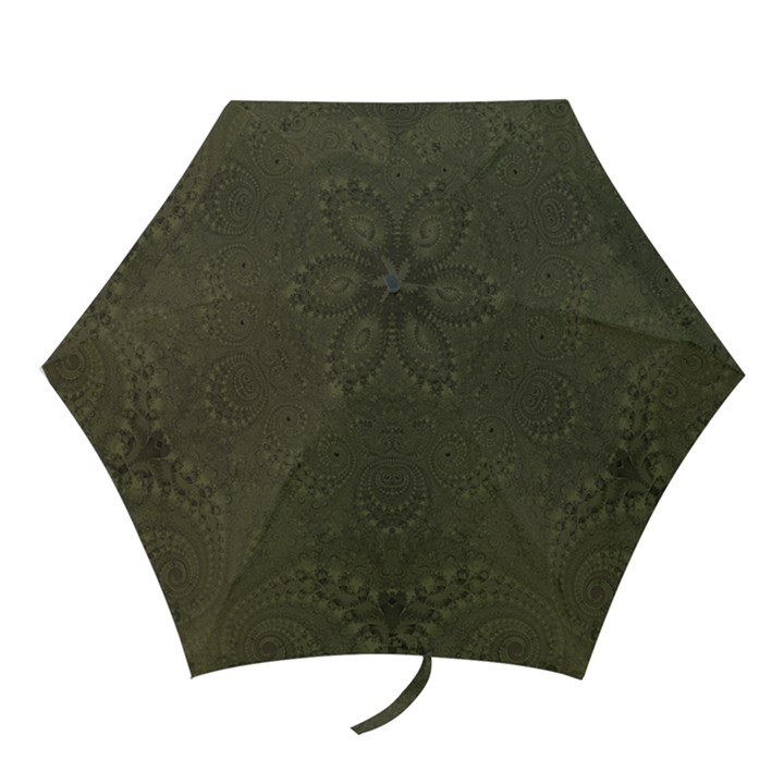 Rustic Green Brown Swirls Mini Folding Umbrellas